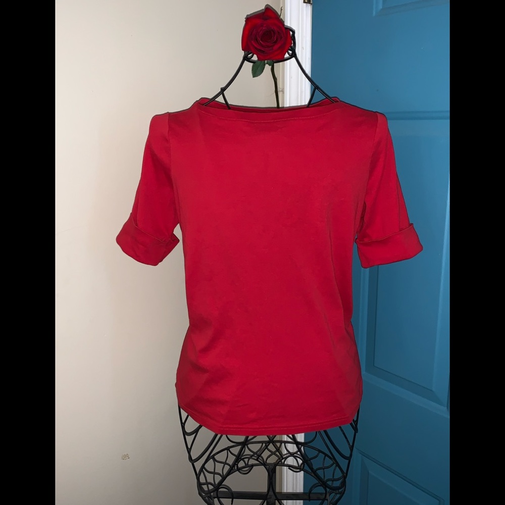 🌹👚 Ralph Lauren Red Knit Top Sz. 1X 👚🌹